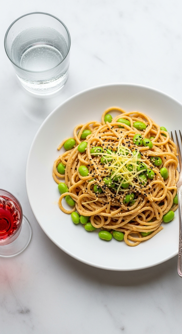 Ginger Peanut Edamame Noodles